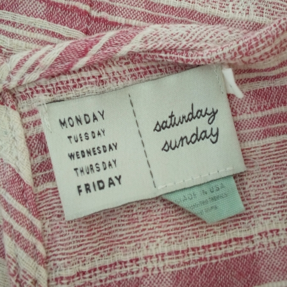 Anthropologie Saturday Sunday Aita Deep Pink Cream Embroidery L Cotton Blend - Picture 7 of 14